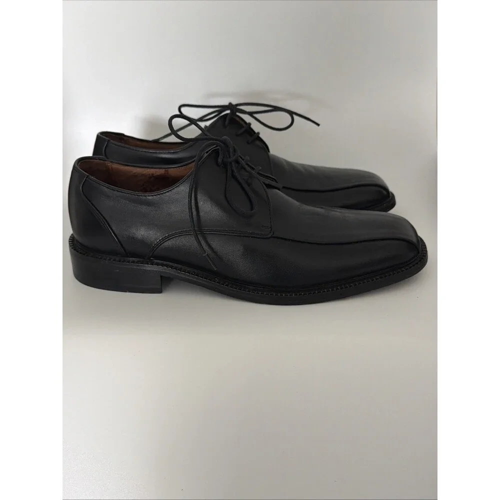 Bacco Bucci Italialian Leather Dress Shoes Oxford Black Mens Sz 10 Tie Formal